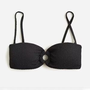🌻NEW  w.tags J.Crew Black Heritage textured O-ring bandeau bikini top Size 2X